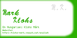 mark klohs business card